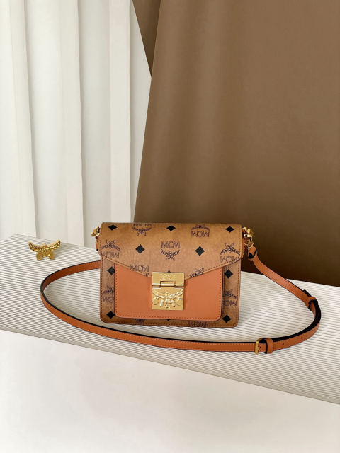 MCM TARCY SATCHEL accordion chain crossbody bag