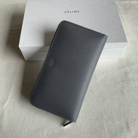 Celine grey water ripple zip wallet