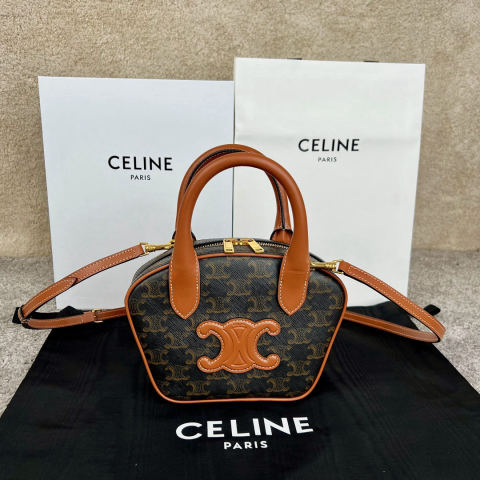 Celine Mini Arc de Triomphe Logo Print Bowling Bag