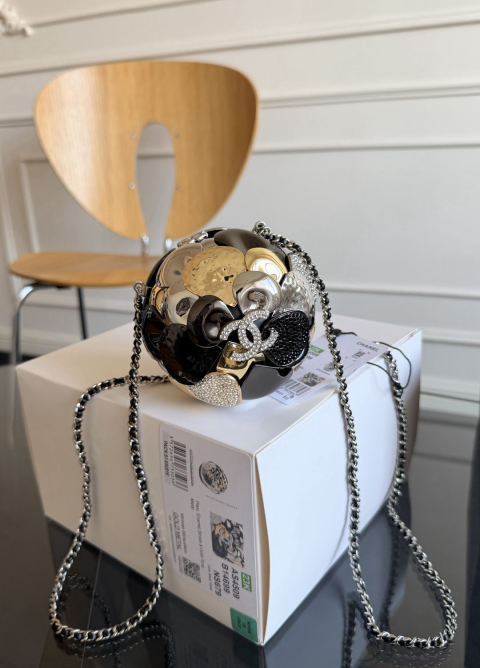 CHANEL Camellia Ball Chain Evening Bag