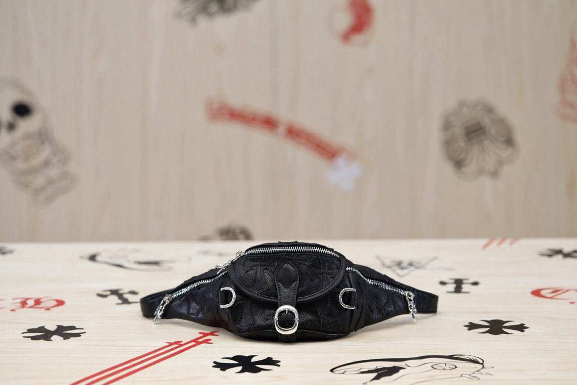 Chrome Hearts All-Black Cross Waist Bag
