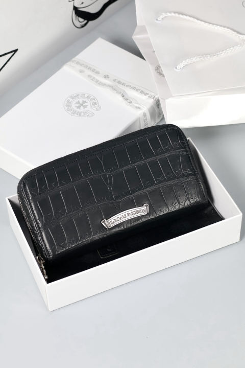 Chrome Hearts Cross-Patterned Long Zip Wallet
