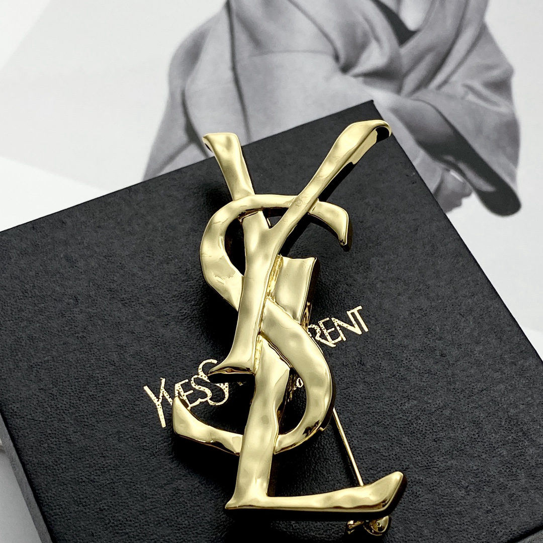 Saint Laurant Logo Brooch