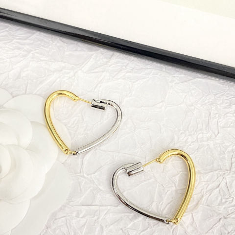 Celine gold and silver two-tone heart earrings