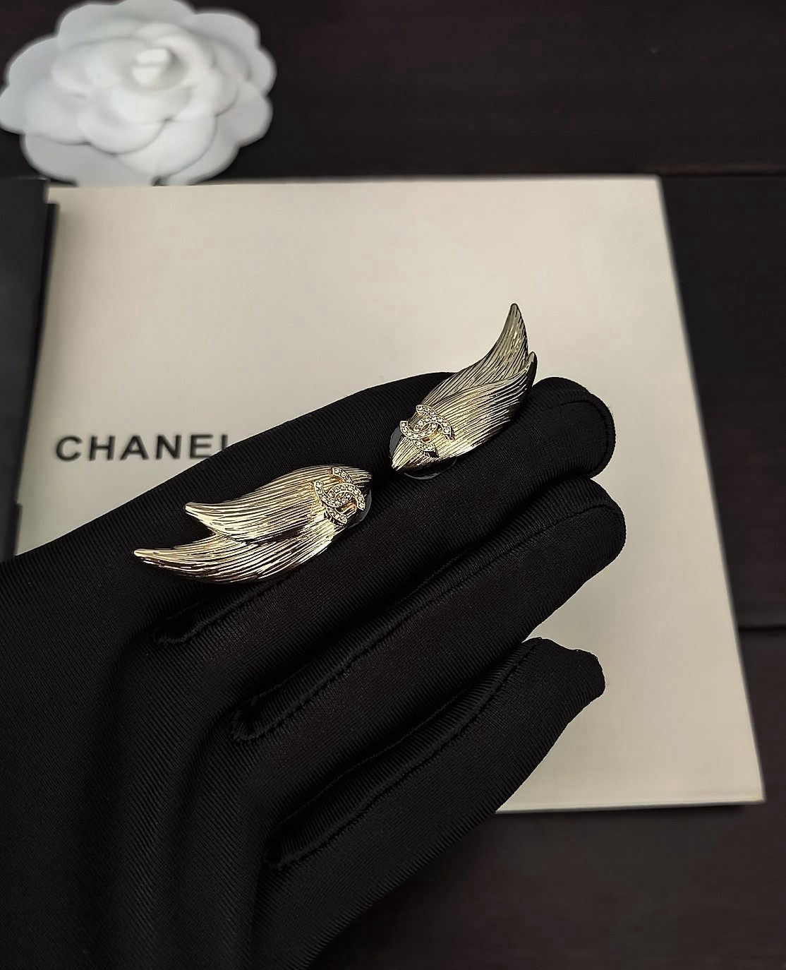 Chanel leaf earrings