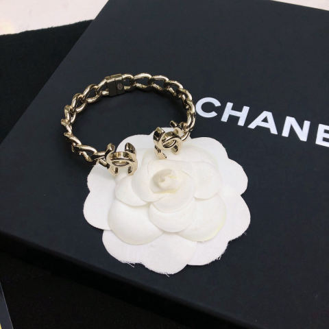 Chanel light gold open bracelet