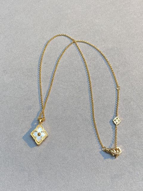 Buccellati white mother-of-pearl diamond-set single flower necklace