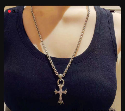 Black Luxurious cross engraving necklace