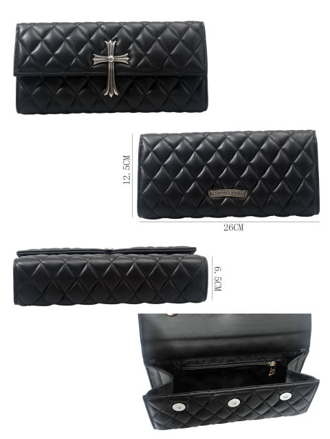 Chrome Hearts Cross Clutch Handbag Evening Bag in Black Lambskin