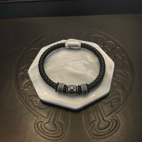 Chrome Hearts Classic Retro Leather Cord Bracelet