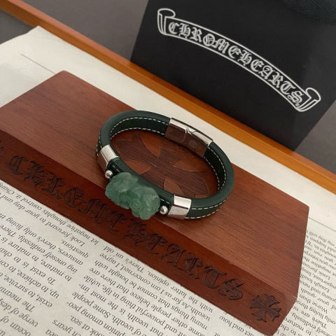 Chrome Hearts Classic Leather Cord Pixiu Bracelet