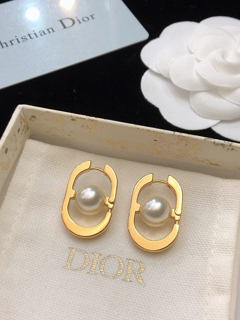 Dior pearl CD earrings