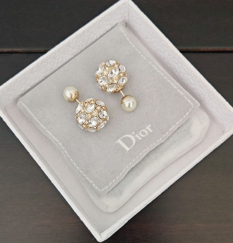 Dior full diamond bead stud earrings
