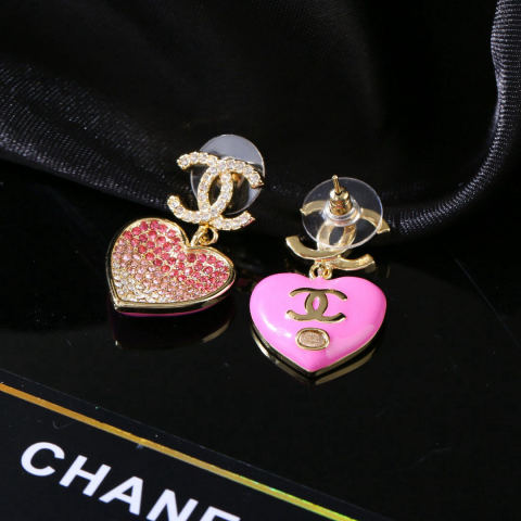 Chanel gradient heart earrings, double C stud earrings