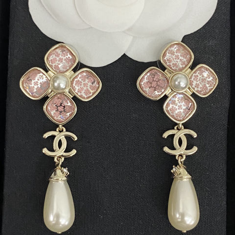 Chanel Clover Teardrop Earrings